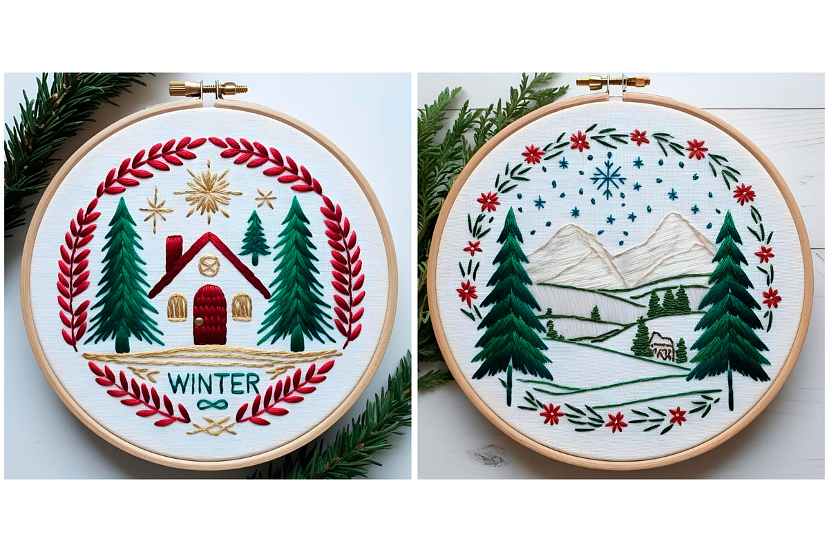 SET Winter Embroidery Handmade, a Background Graphic by IrySha (Photo 5 of 7)