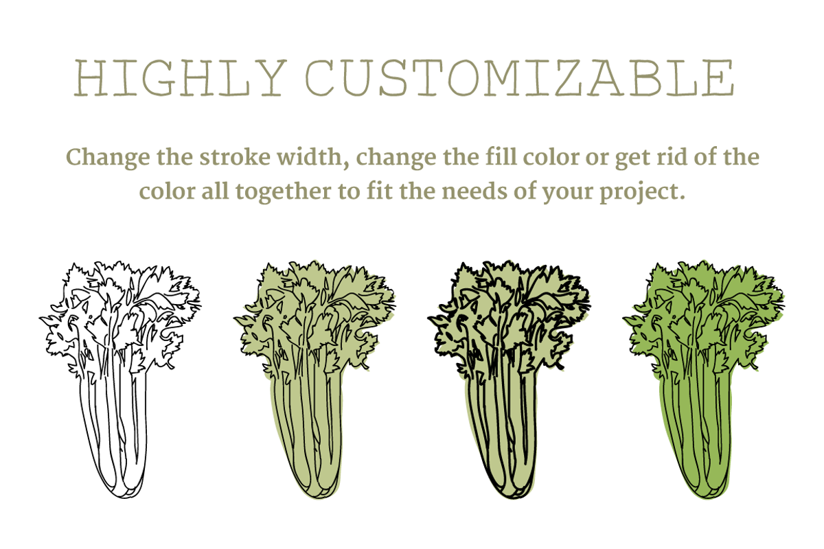 20 Handdrawn Vegetable Illustrations, a Food Illustration by Linseed Studio (Photo 2 of 3)