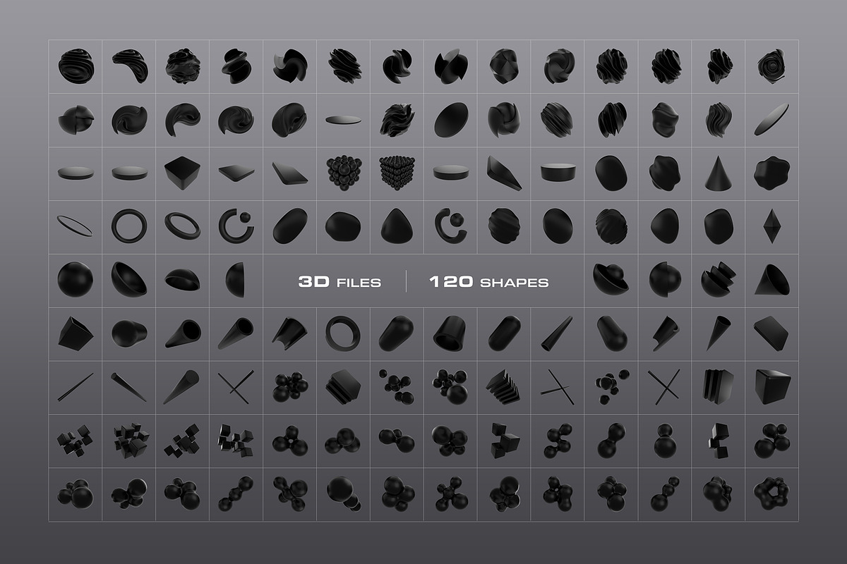 3D Black Shapes - 120 illustrations, an Object Graphic by assetpro.design (Photo 15 of 15)