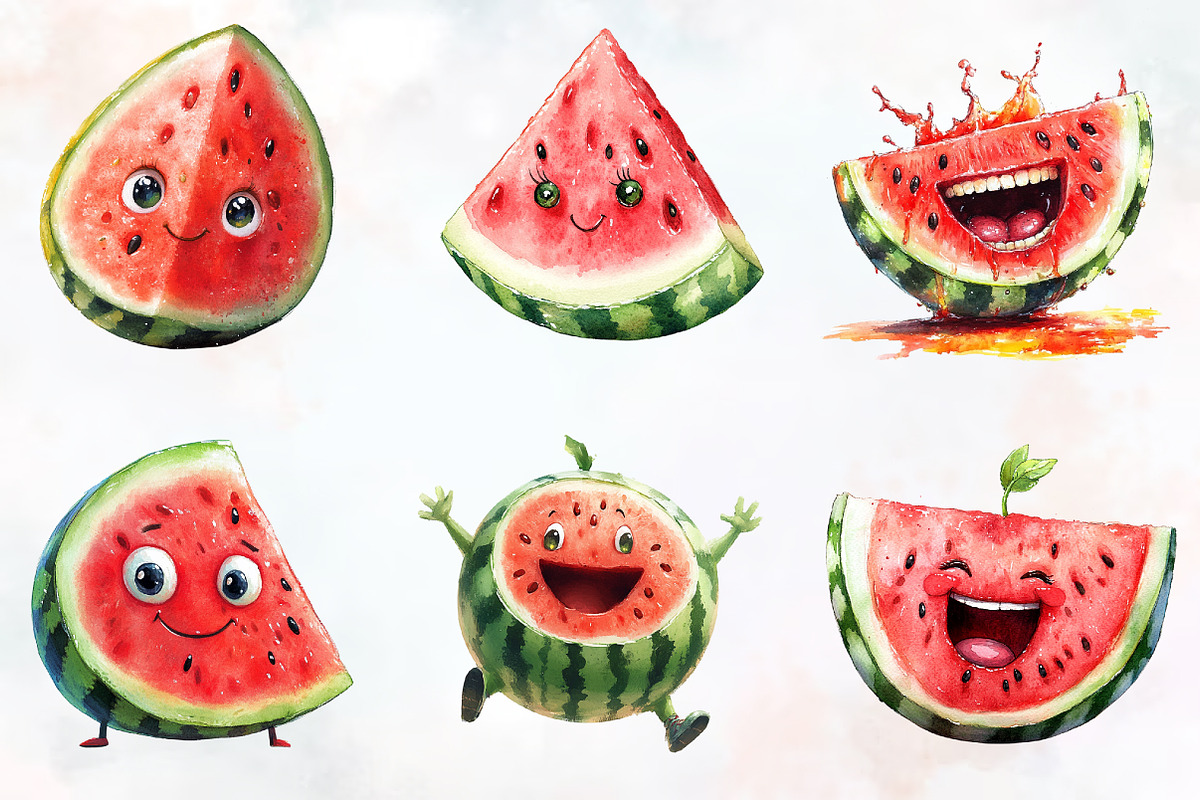 Funny Summer Watermelon Clipart, an Illustration by RobertsArt (Photo 2 of 7)