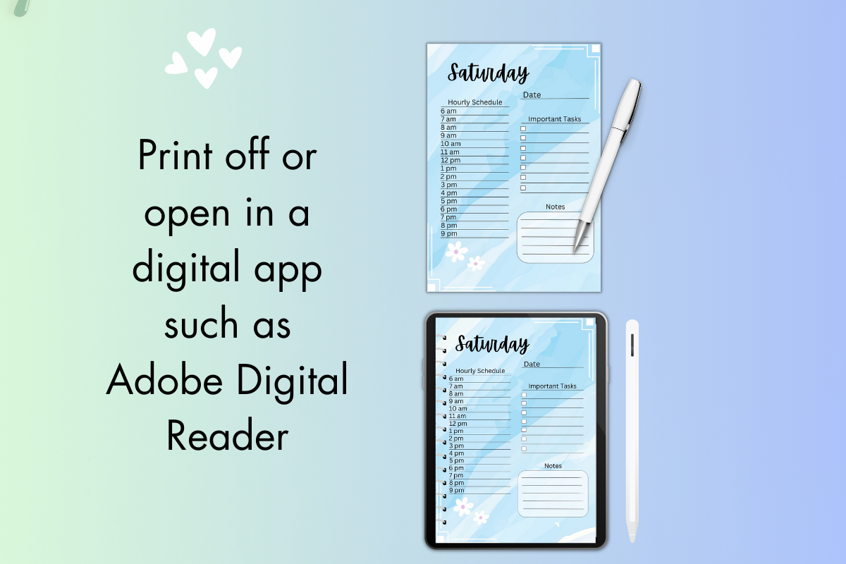 Weekly Planner Digital Download PNG, a Stationery Template by Pixels N Bows
