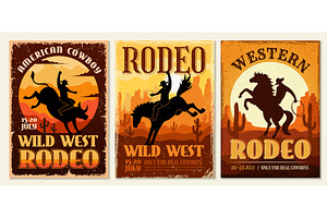 Western Poster. Cowboys Rodeo Recent