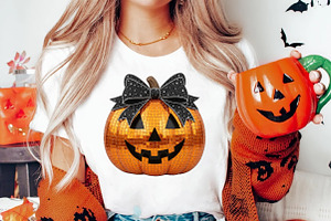 Retro Halloween Coquette Pumpkin Png, an Illustration by Watercolor design