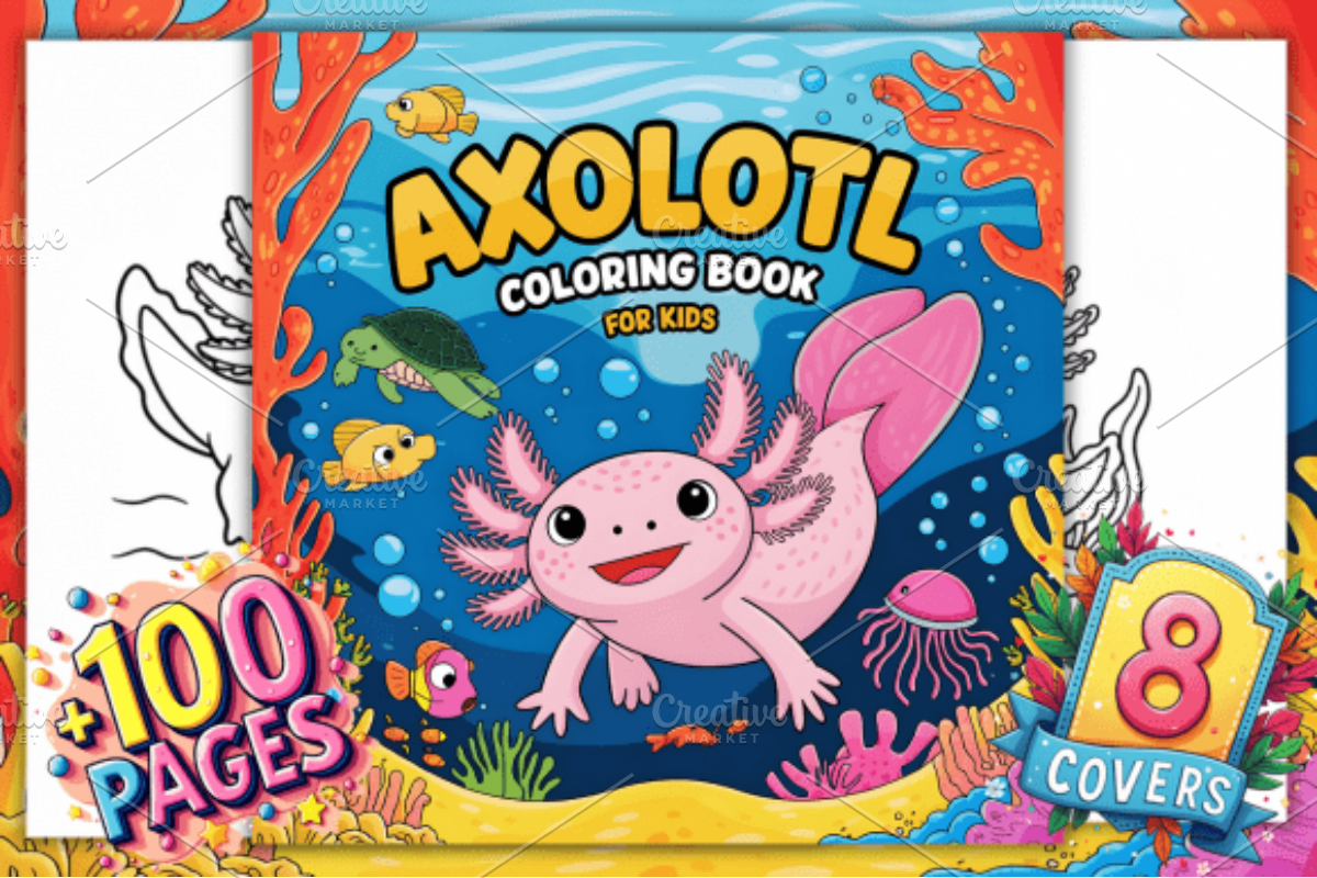 Axolotl Coloring Pages for Kids, an Animal Illustration by Design Station (Photo 1 of 4)