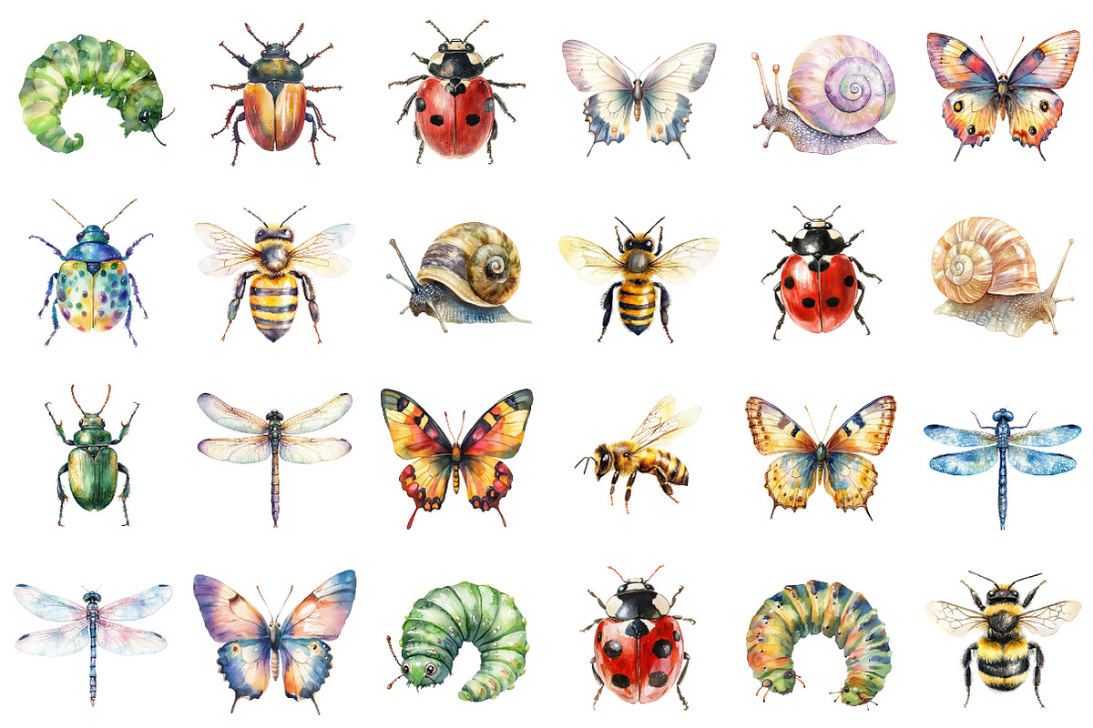 Spring Insects Garden Clipart, an Animal Illustration by designcity5