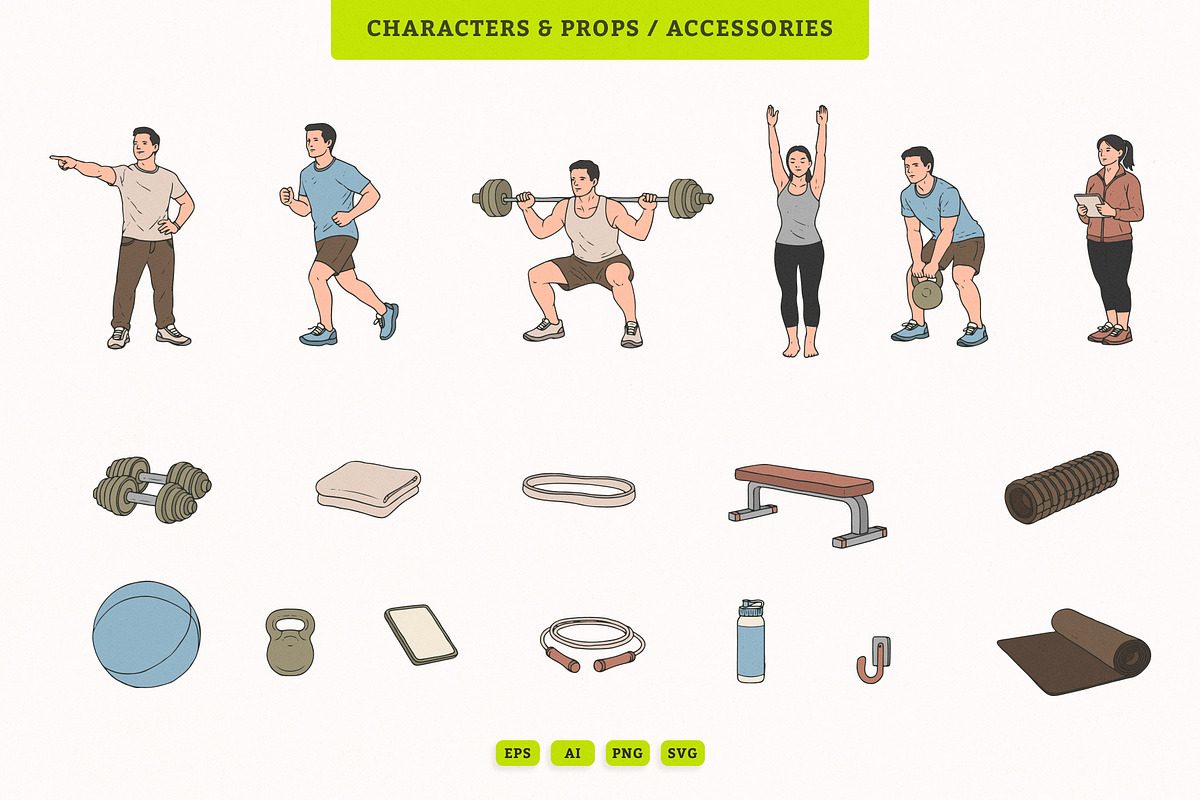 Modern Gym Scene Creator, an Illustration by MEANDSTUDIO (Photo 4 of 5)