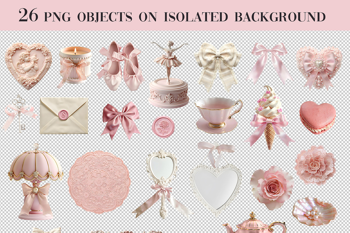 Coquette Vintage Clipart Set, an Object Graphic by NataKa (Photo 2 of 6)