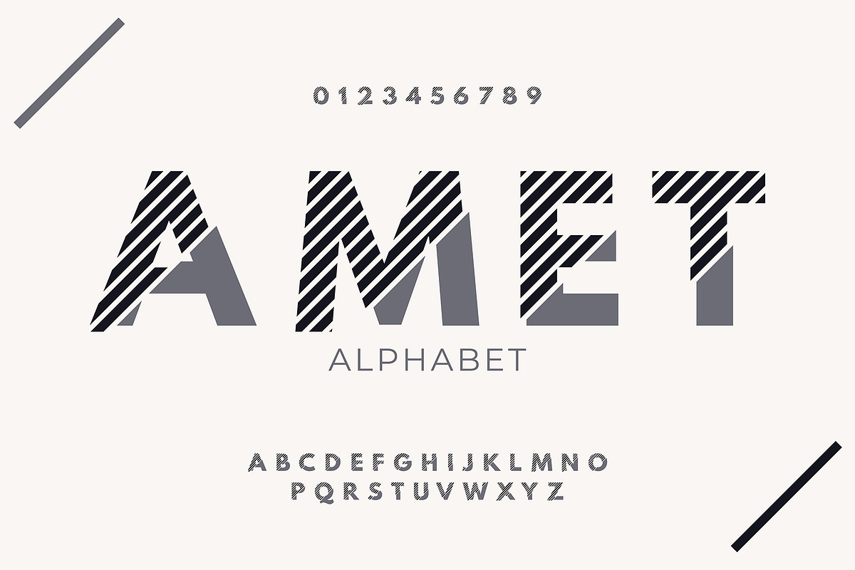 Striped Minimal Font Set, a Graphic by Pro_Vector