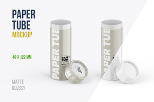 Opened Paper Tube Mockup 40x122mm