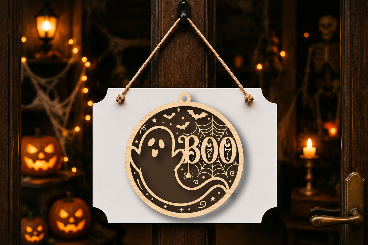 Boo Halloween Sign SVG, a Work Illustration by Digital Artistic99 (Photo 4 of 4)