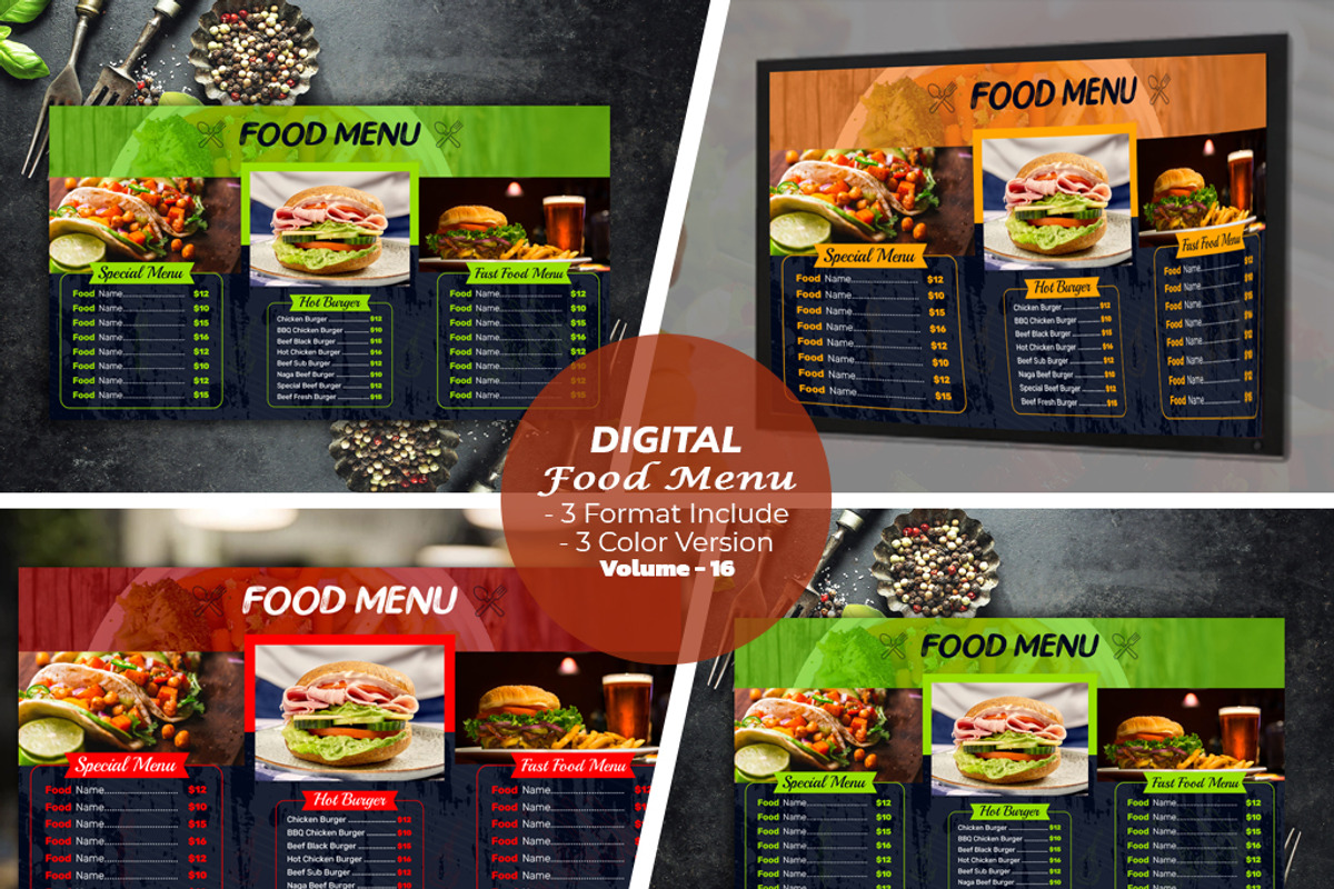 Digital Food Menu Design Template, a Stationery Template by MRI STUDIO (Photo 1 of 4)