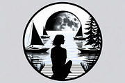 Mindful Lake Meditation Silhouette S, an Illustration by Creativeshirt (Thumbnail 7 of 9)