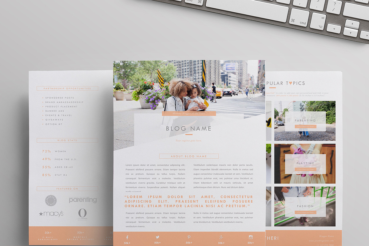 Blogger Media Kit Template | 3 Pages, a Resume Template by Blogger Kit Co. (Photo 1 of 9)