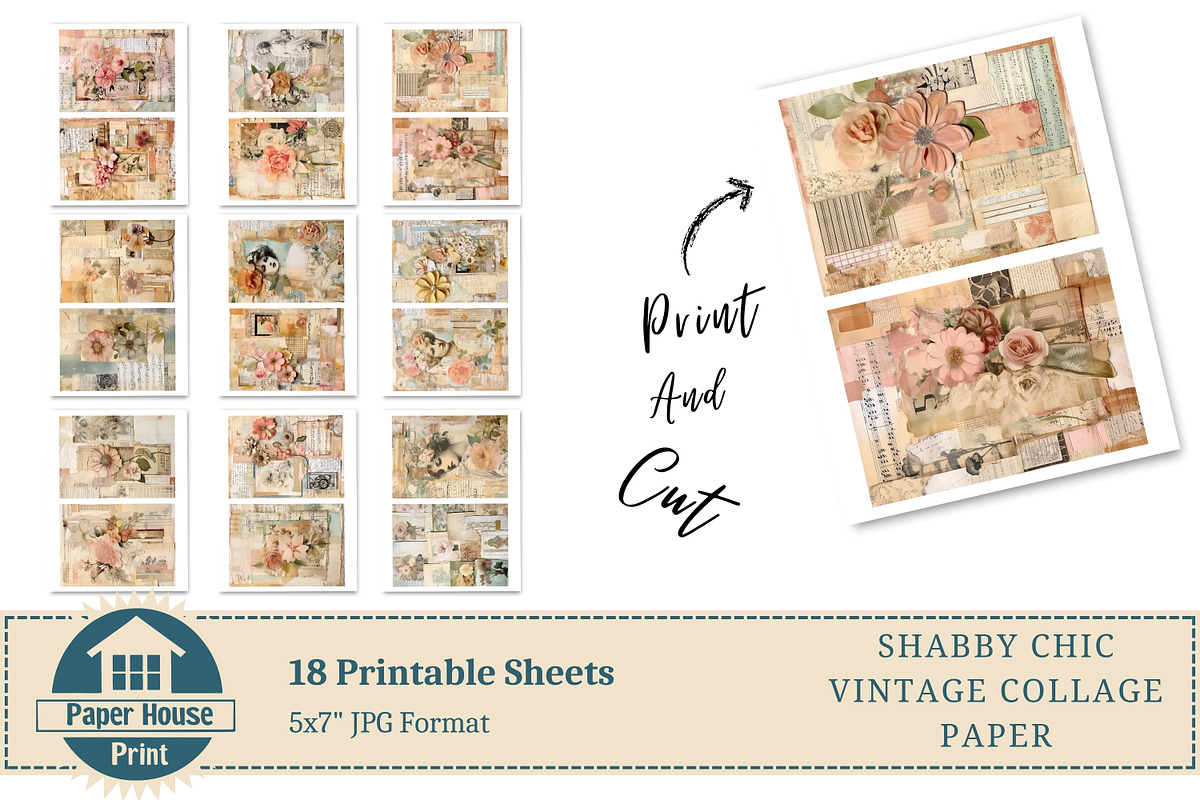 Shabby Chic Junk Journal Paper, a Background Graphic by NiiiNArt
