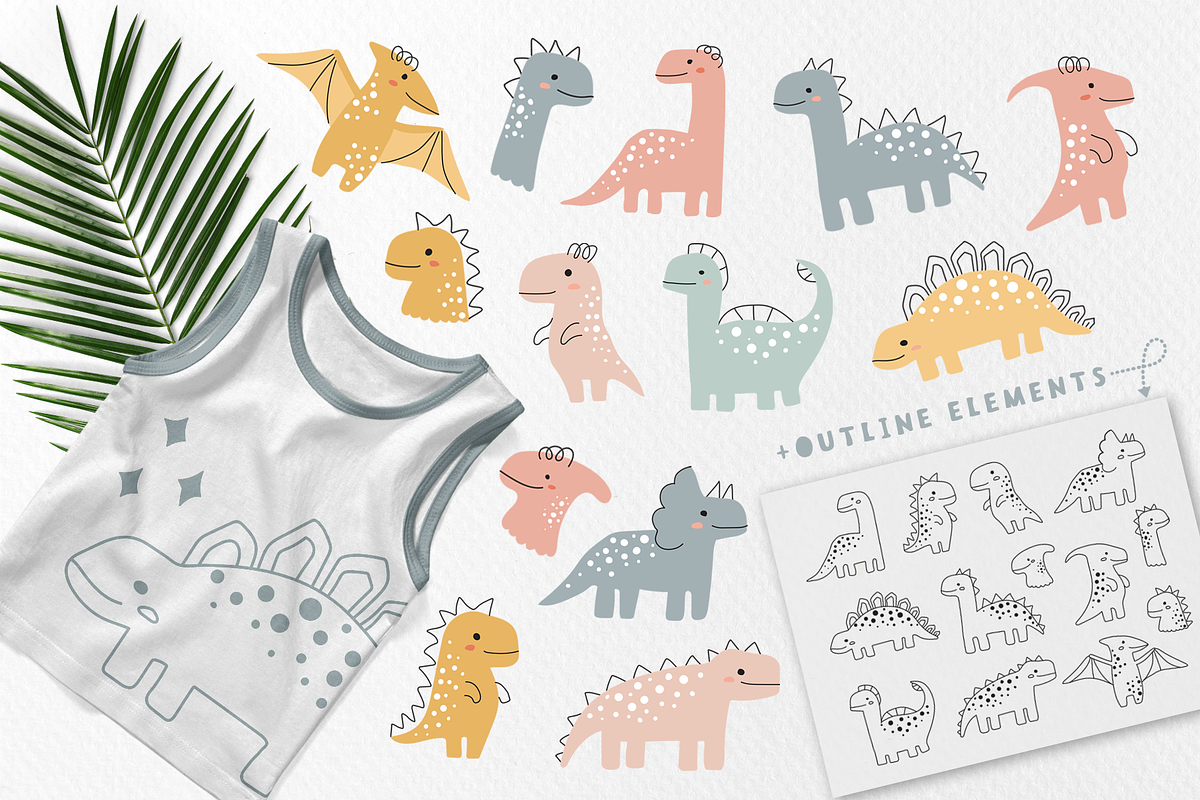 Little dino. Clipart for kids, an Animal Illustration by RinaKustova (Photo 3 of 11)