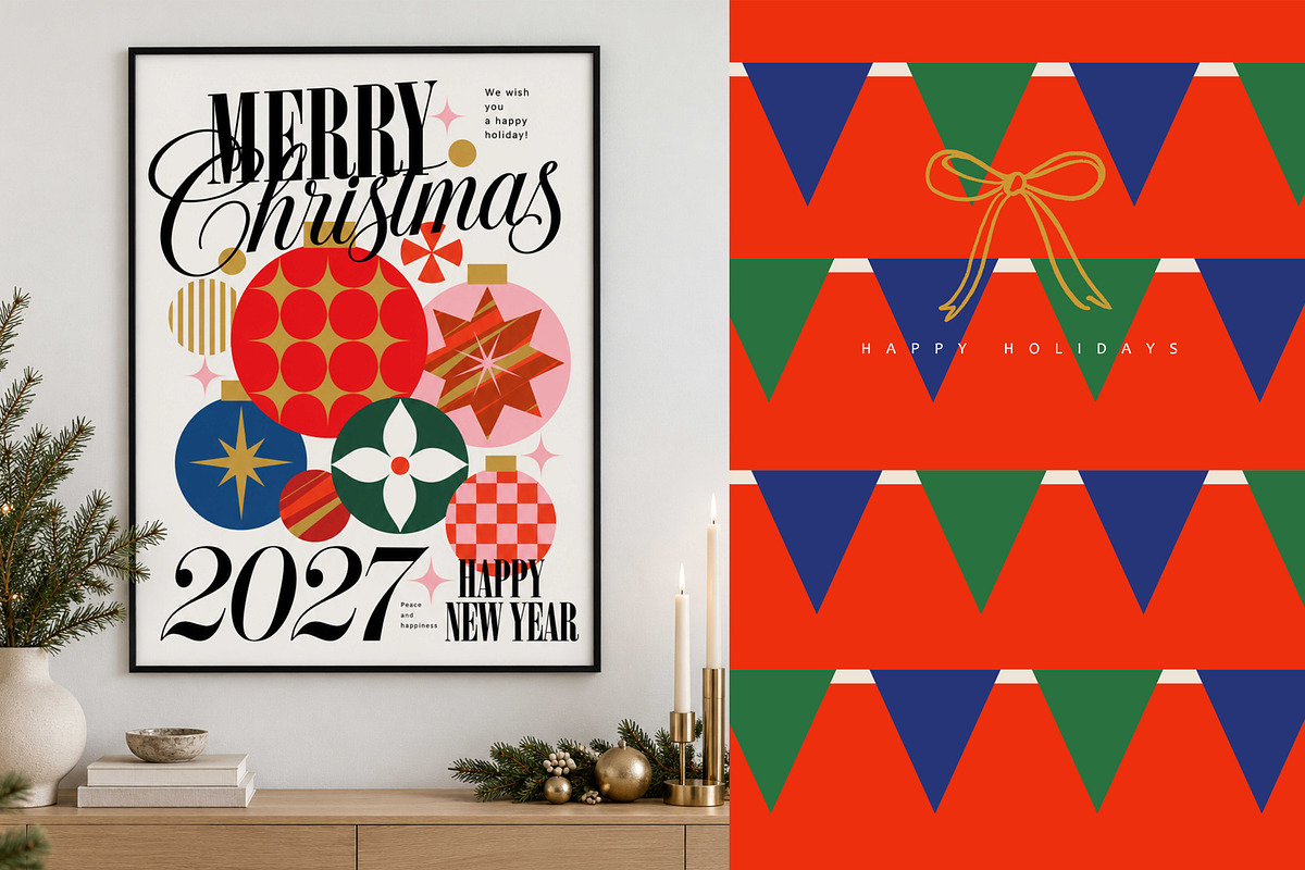 Christmas vector greeting cards, a Wallpaper Graphic by Ardea-studio (Photo 2 of 7)