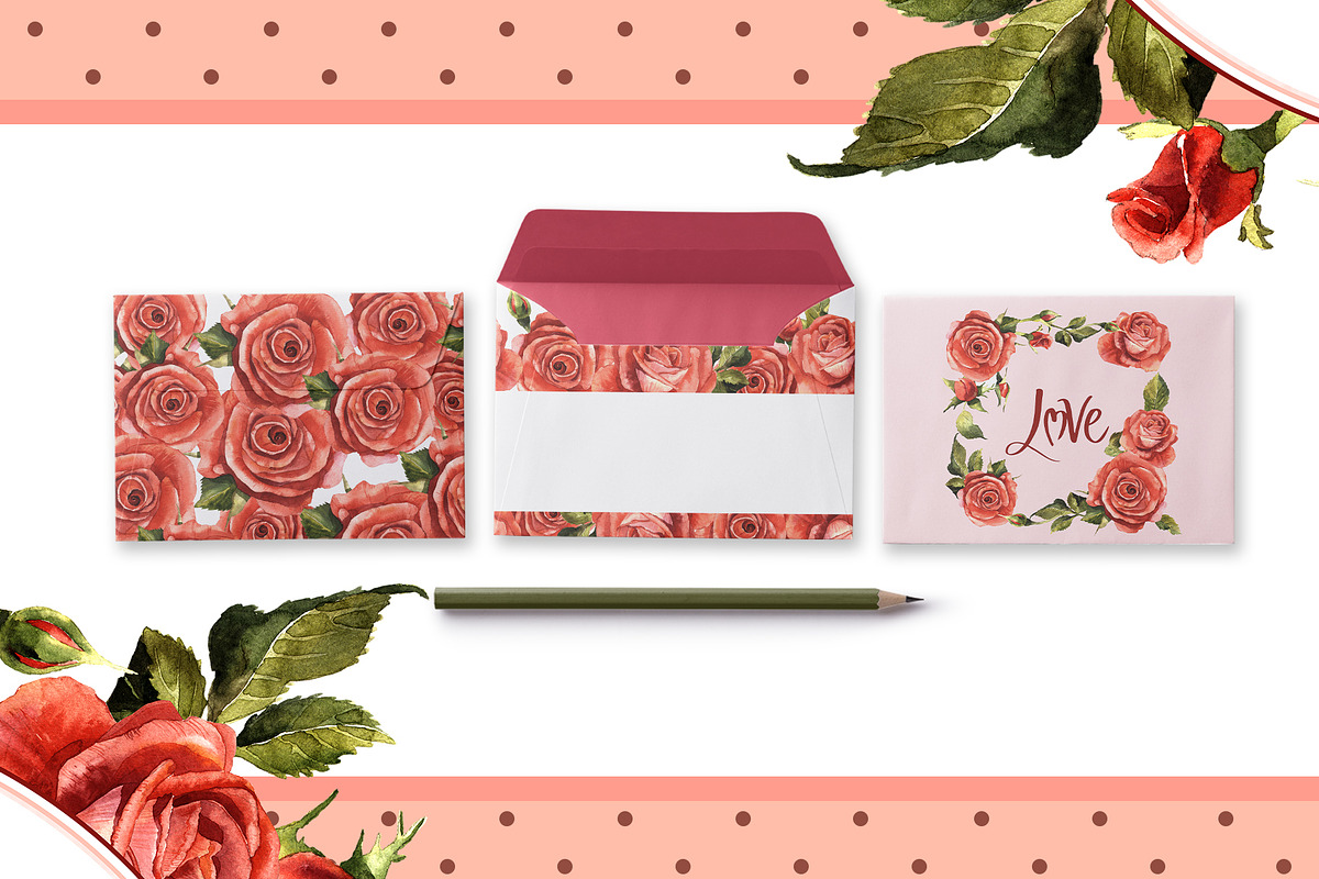 Red roses PNG watercolor flower set, a Seasonal Illustration by WatercolorPNG.com (Photo 6 of 8)