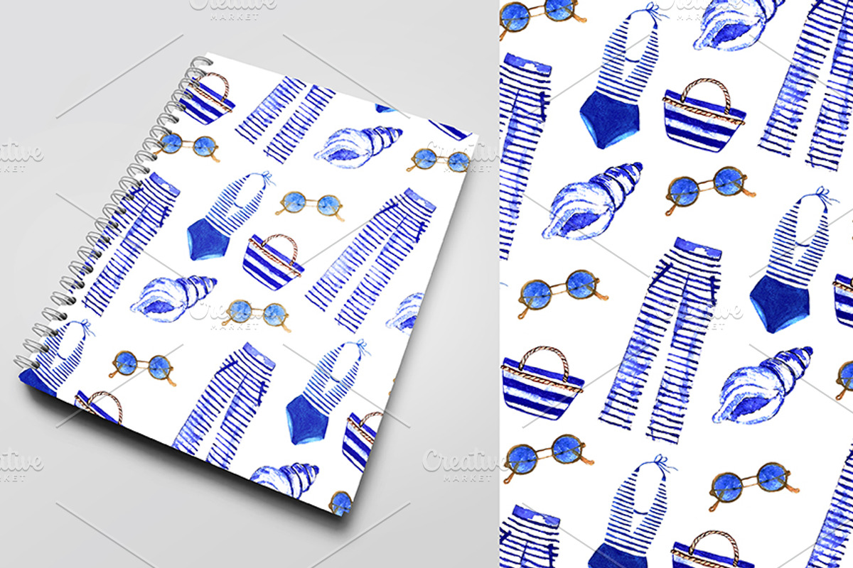 Watercolor Summer swimsuit set., a Decorative Illustration by moto_cat (Photo 6 of 6)