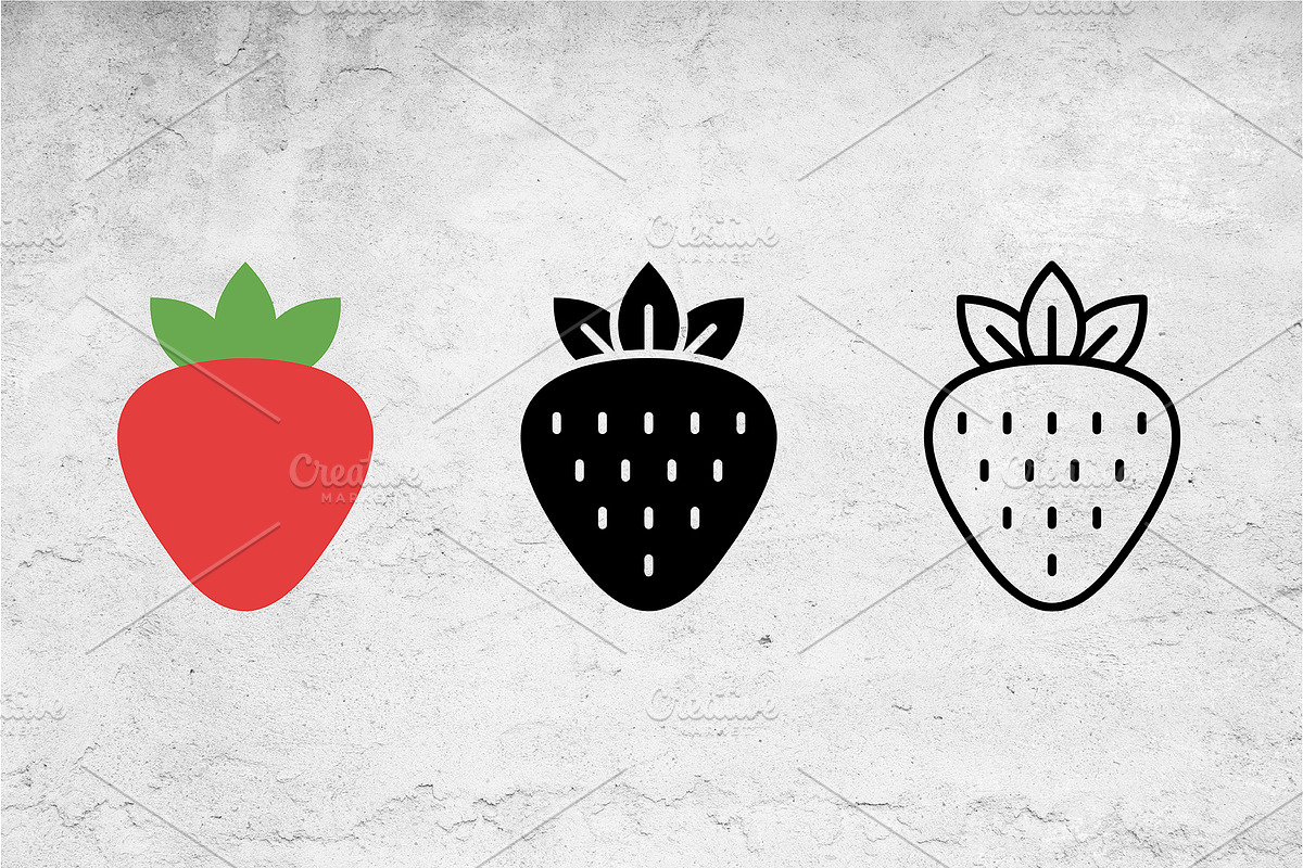 Flat Glyph Outline Strawberry Fruit, an Outline Icon by Artonix (Photo 2 of 2)