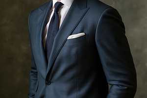 Professional businessman standing in a blue suit, exuding corpor, a Person Photo by Studio ANNA
