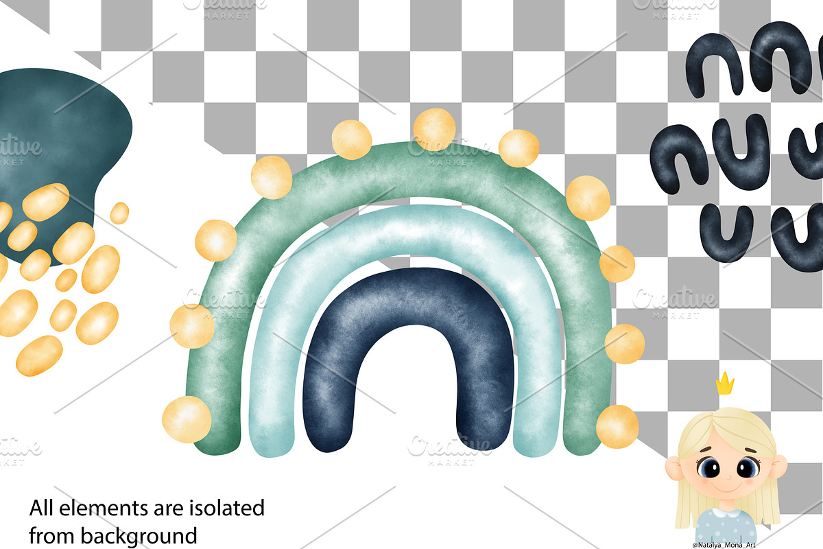 Watercolor rainbow clip art, an Illustration by Natalya_Mona_Art (Photo 7 of 9)