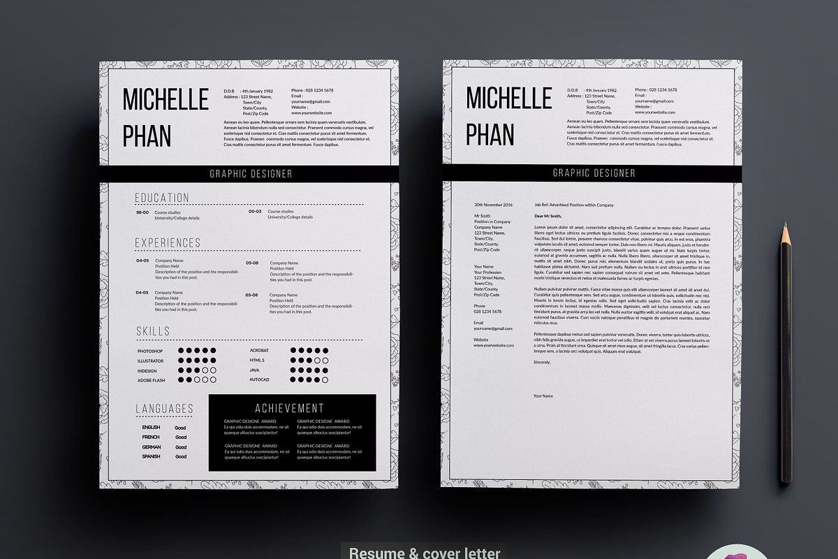 Modern 1 page resume, a Resume Template by Chic templates (Photo 2 of 3)