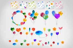 Watercolor Baloon Set