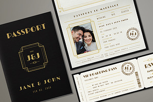 Art Deco Passport Wedding Invitation, an Invitation Template by Vynetta