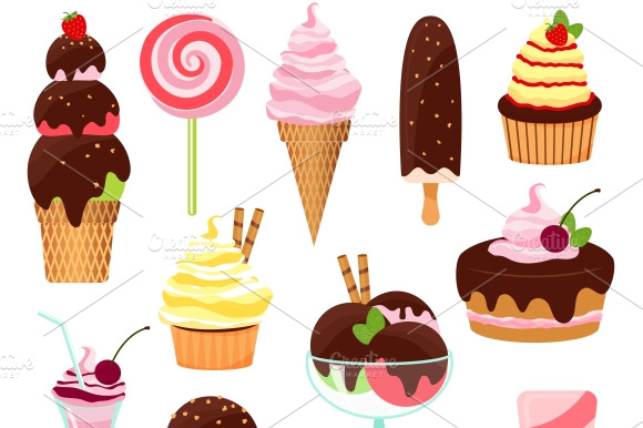 Cakes And Ice Cream Icon Set