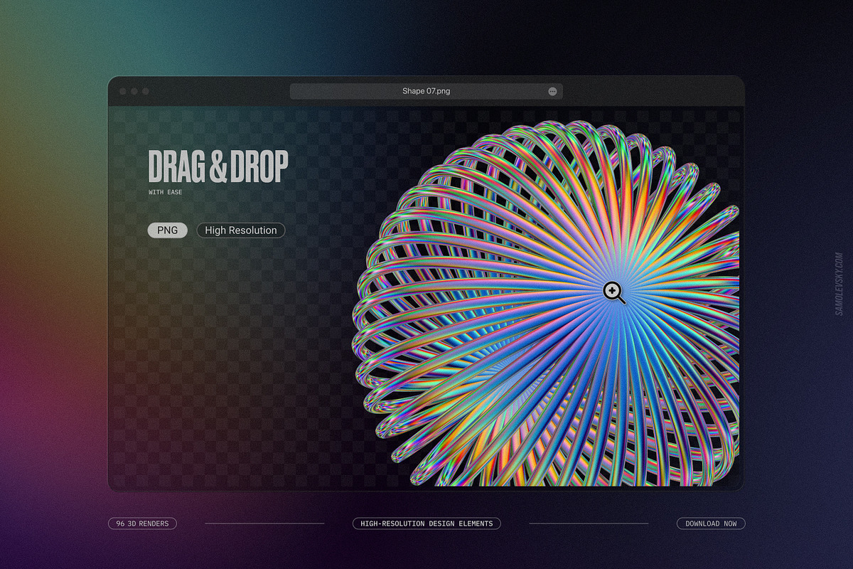 Iridescent Geometric 3D Shapes vol.2, an Object Graphic by Samolevsky (Photo 12 of 23)
