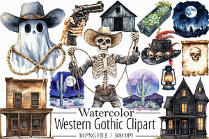 Watercolor Western Gothic Clipart, a Graphic by Libby Wishes
