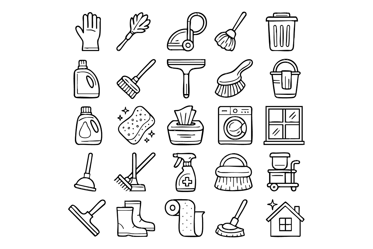 Cleaning Tools Icon Set, an Object Graphic by RT Studio