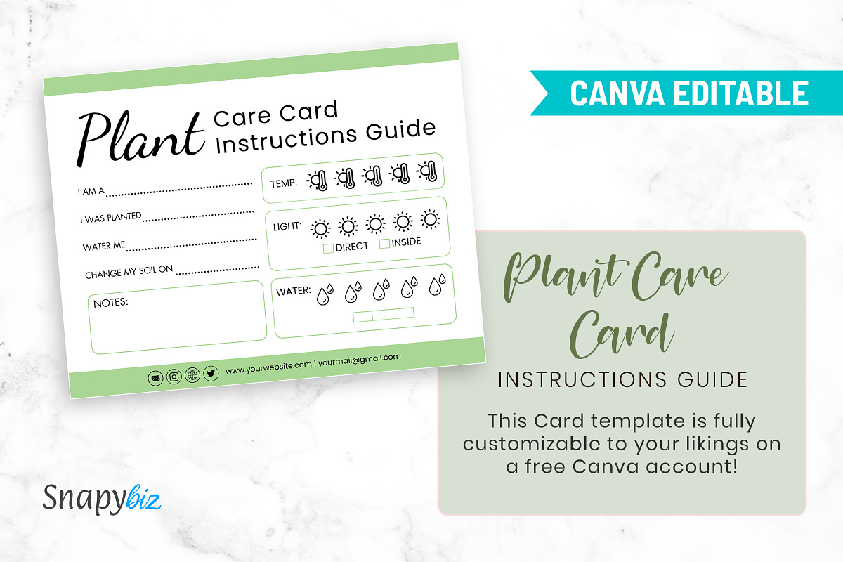 Plant Care Card Canva Template, a Design Template by Snapybiz (Photo 4 of 8)