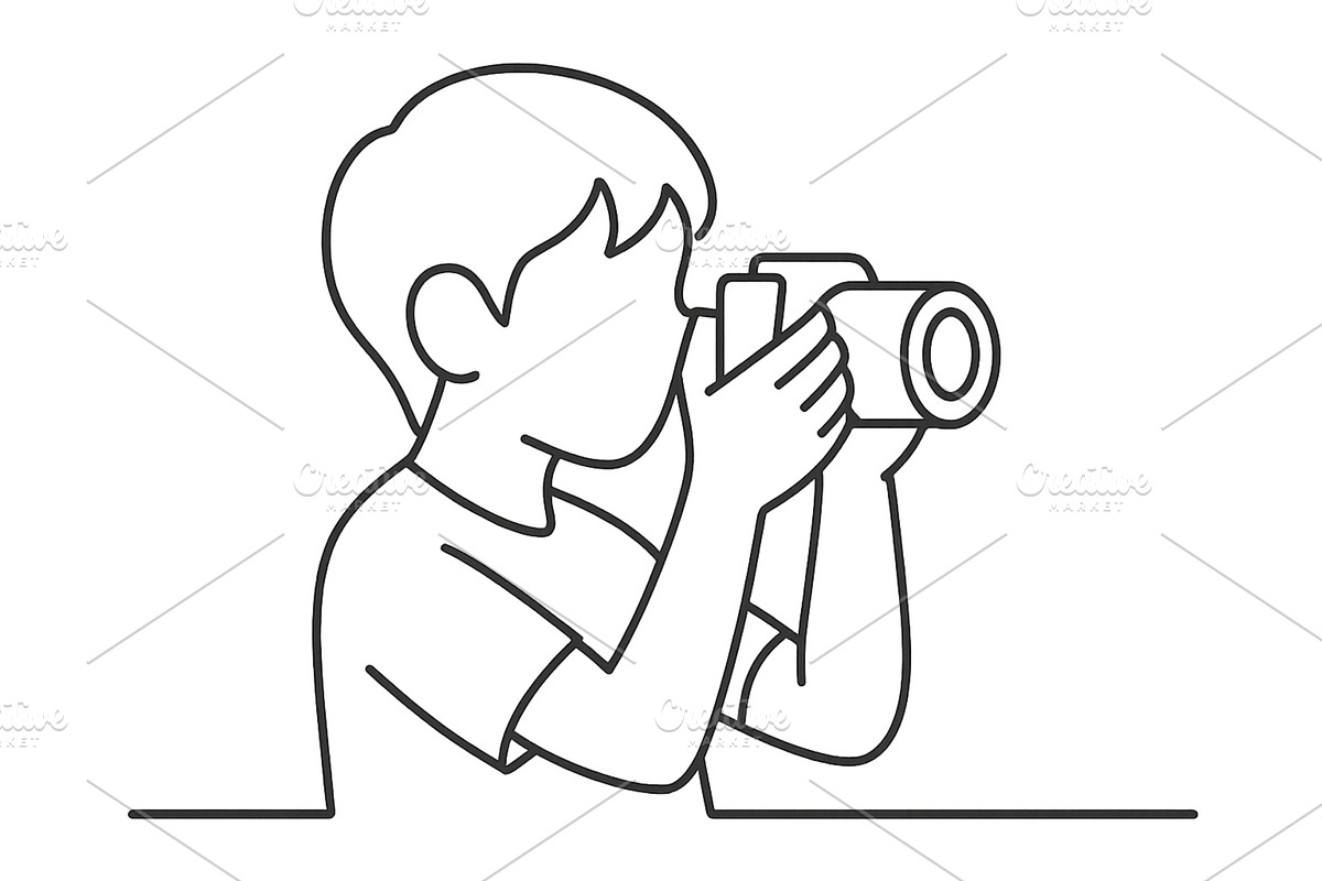 Young boy taking pictures with, an Illustration by ZinetroN
