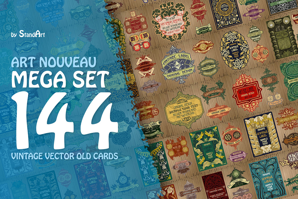 Label Art Nouveau - mega set, a Decorative Illustration by Stanislav Kharchevskyi (Photo 1 of 12)