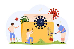 Fighting Computer Virus File Folder, a Technology Illustration by Flashvector