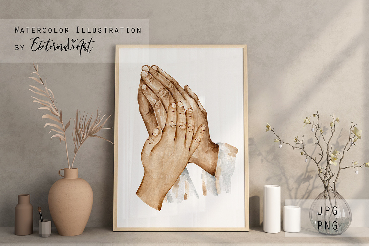 Jesus Prays for Us Holding Hands, an Illustration by EkaterinaViArt (Photo 2 of 4)