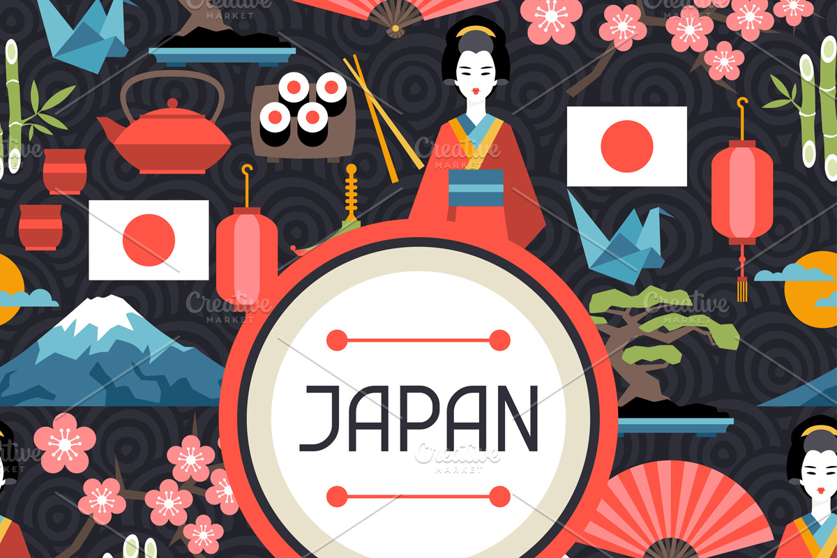 Japan seamless patterns. preview 3