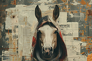 Surreal Fashion Portrait Of A Girl With Horse Head