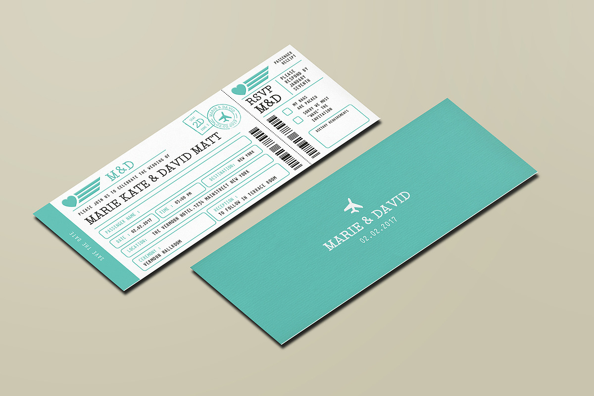 Boarding Pass Wedding Invitation, an Invitation Template by Vynetta (Photo 4 of 5)