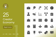 25 Creator Economy Glyph Icons, an Icon by IconBunny (Thumbnail 1 of 2)