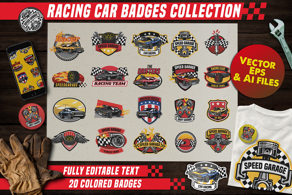 Racing Car Badges Collection, a Graphic by bazzier_graphik