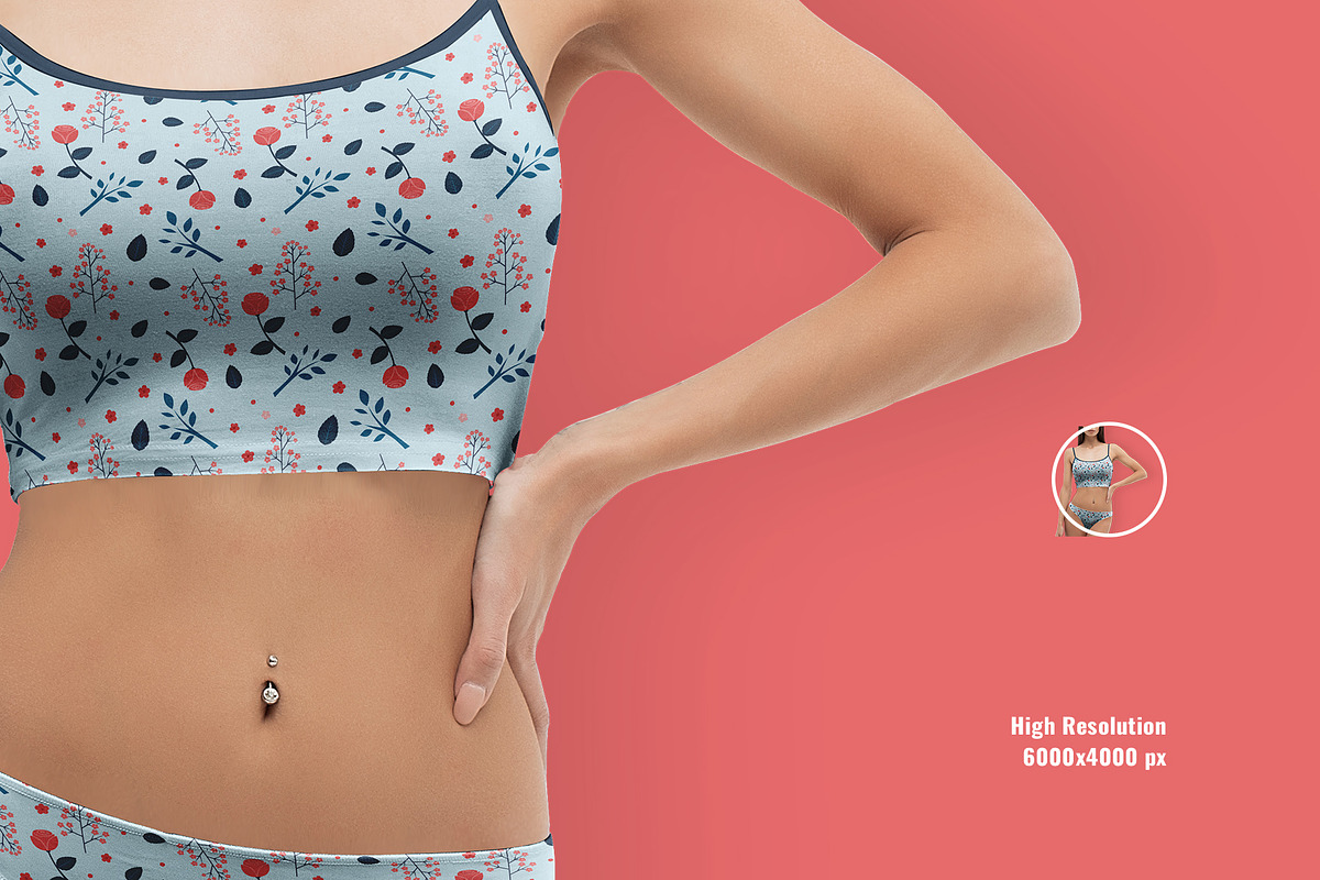 Female Cotton Inner Wear Set Mockup, an Apparel Mockup by Designertale (Photo 4 of 6)