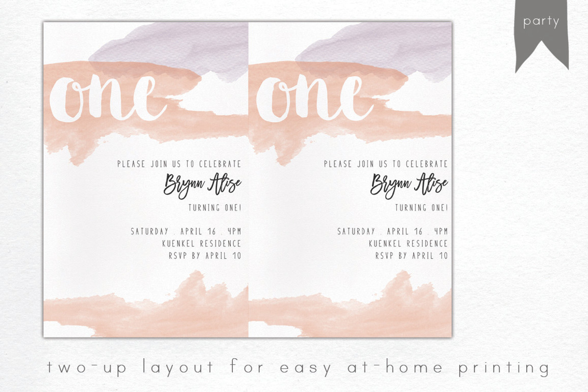 BIRTHDAY | watercolor invitation, an Invitation Template by Love Designs Co. (Photo 2 of 3)