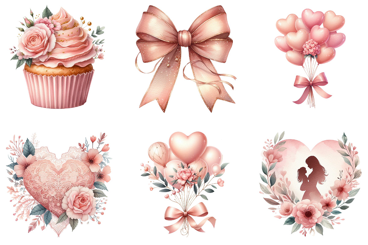 Blush Pink Mother's Day Clipart, an Illustration by DreamArtGraphic (Photo 3 of 4)