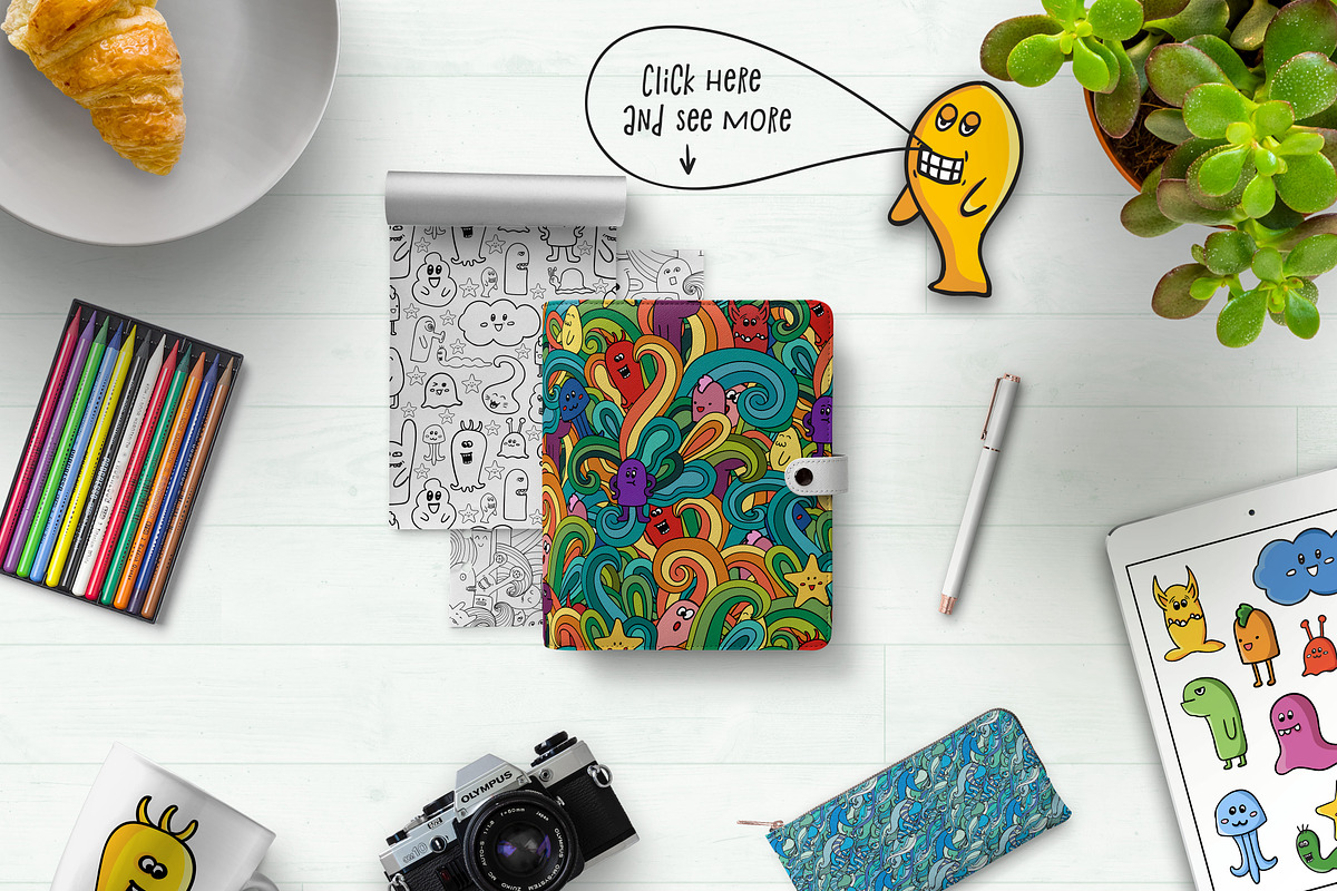 Cute Monsters, a Pattern Graphic by Olesya Agudova (Photo 3 of 9)
