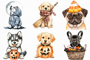 Watercolor Halloween Puppy Clipart, an Illustration by Craft Nest (Thumbnail 2 of 6)