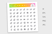Animal Line Icons Set, an Outline Icon by Voysla's Shop (Thumbnail 4 of 4)
