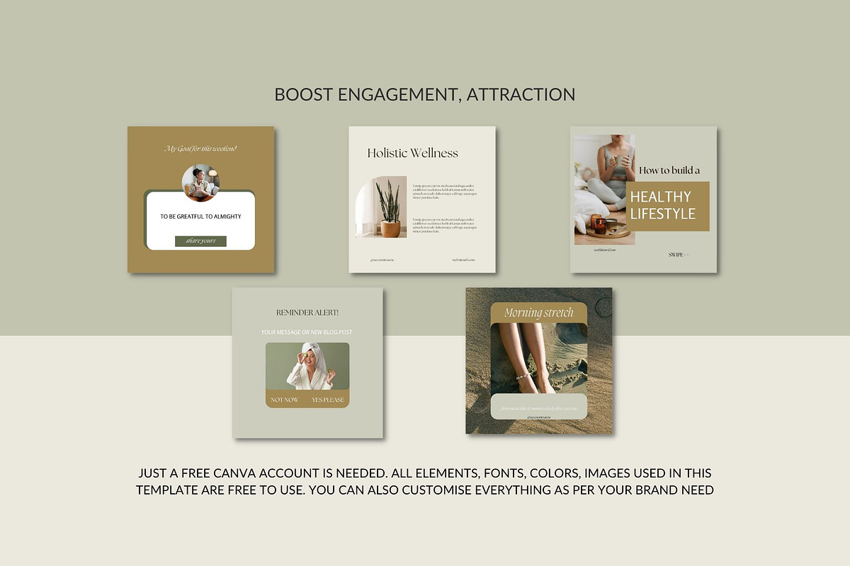 Wellness coach Instagram templates, a Social Media Template by Deepa ...