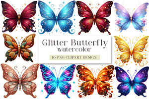 Glitter Butterfly Sublimation Clipar, an Illustration by DreamArtGraphic